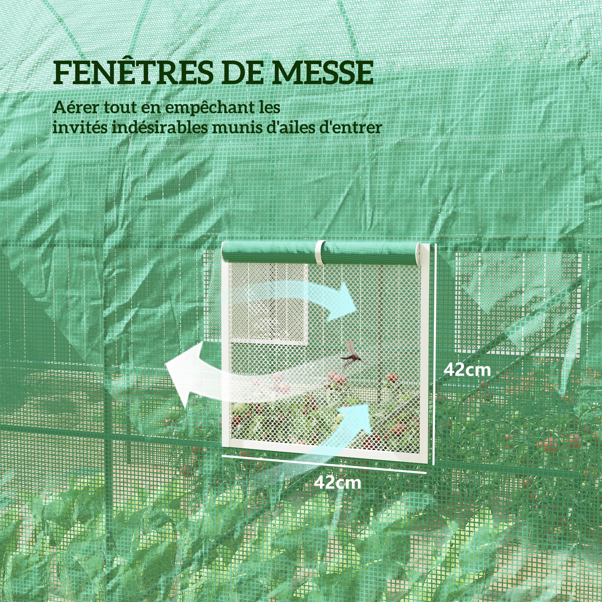 Serre de jardin tunnel - Outsunny - 5 m² renforcé pe haute densité 140 g/m² fenêtres porte déroulante - acier - 2,5x2x2m - vert - 6