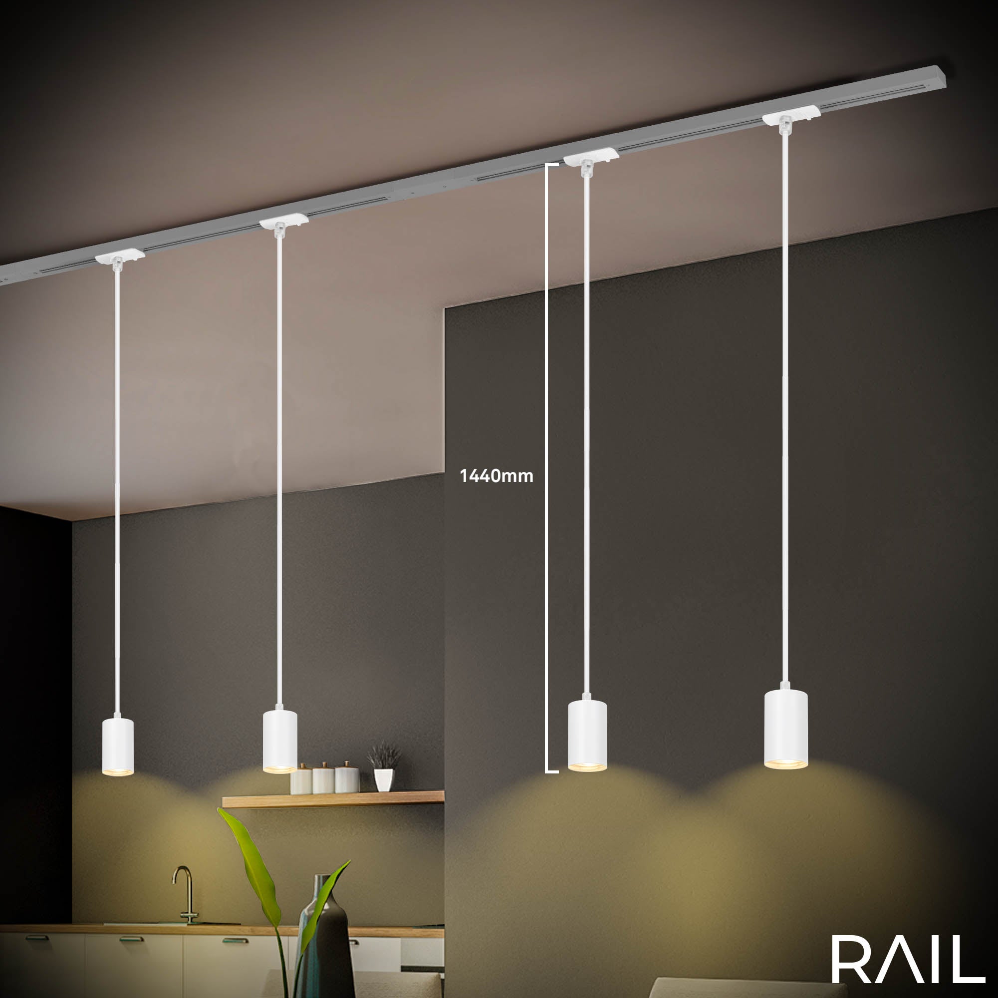 Pendente Per Binari Rail Metallo Bianco Opaco 1 Luce Gu10 - 5