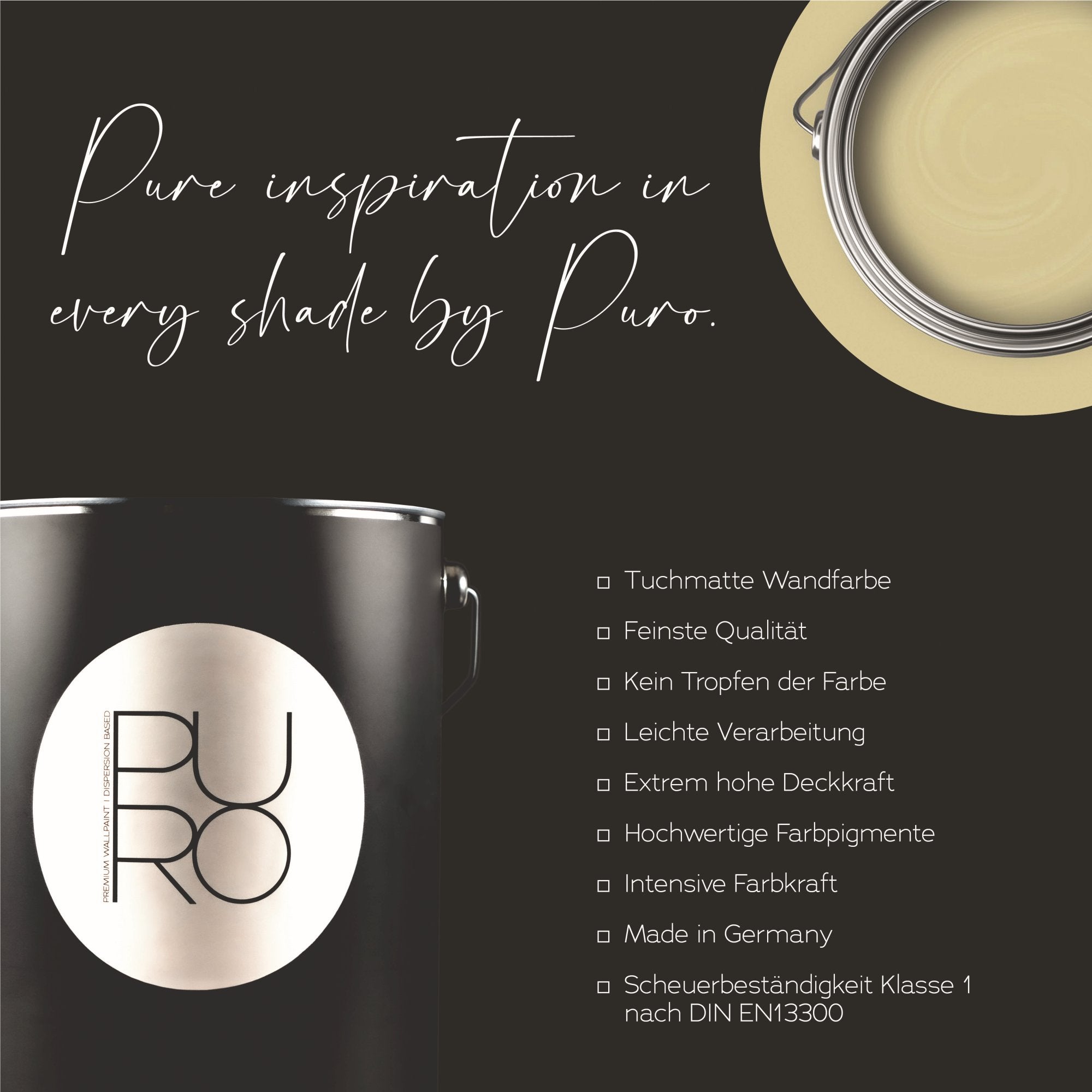 PURO Premium wall paint c6001 - Pintura para interiores de muy alta opacidad - pintura verde mate de alta calidad - 5l - 5