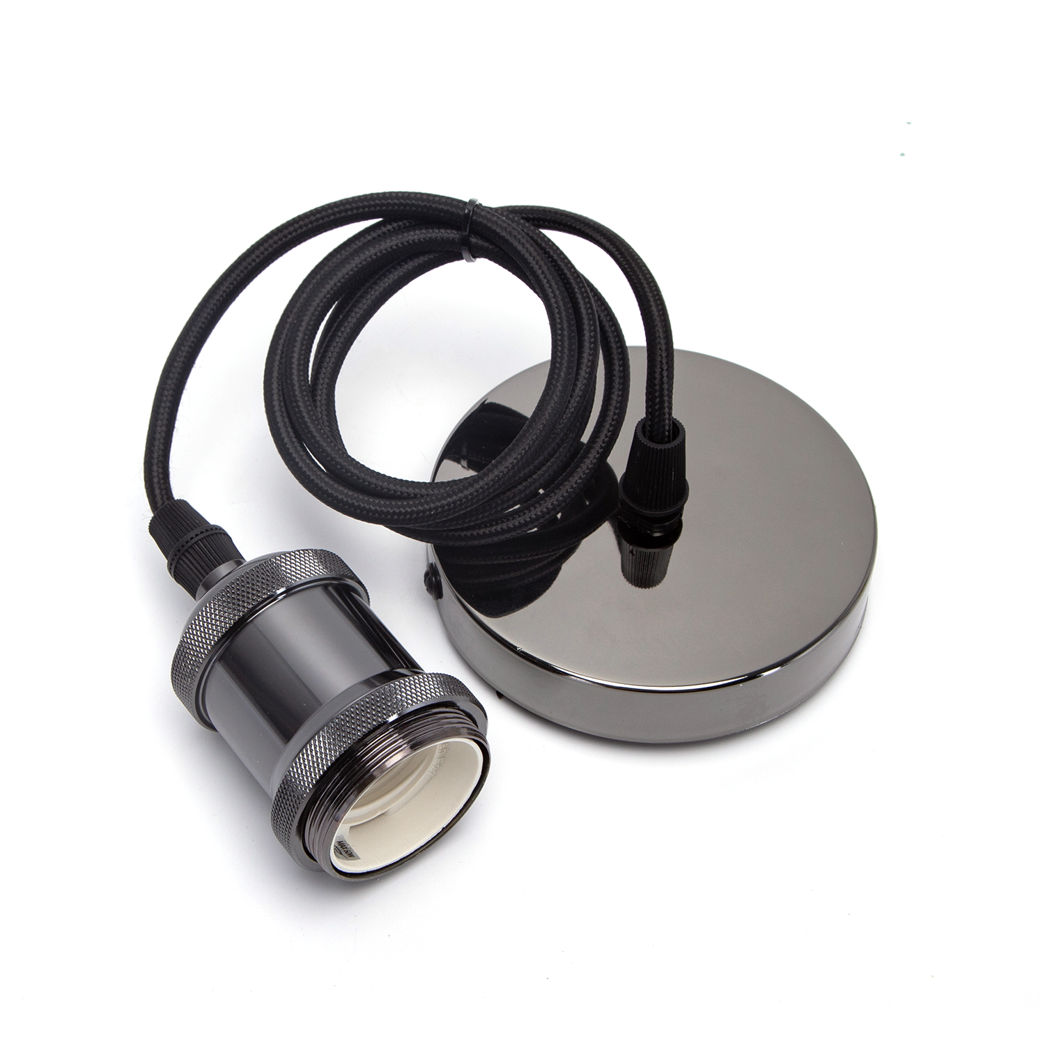 Portalampada E27 In Metallo Nero - Base Per Soffitto O Parete, 60W Max