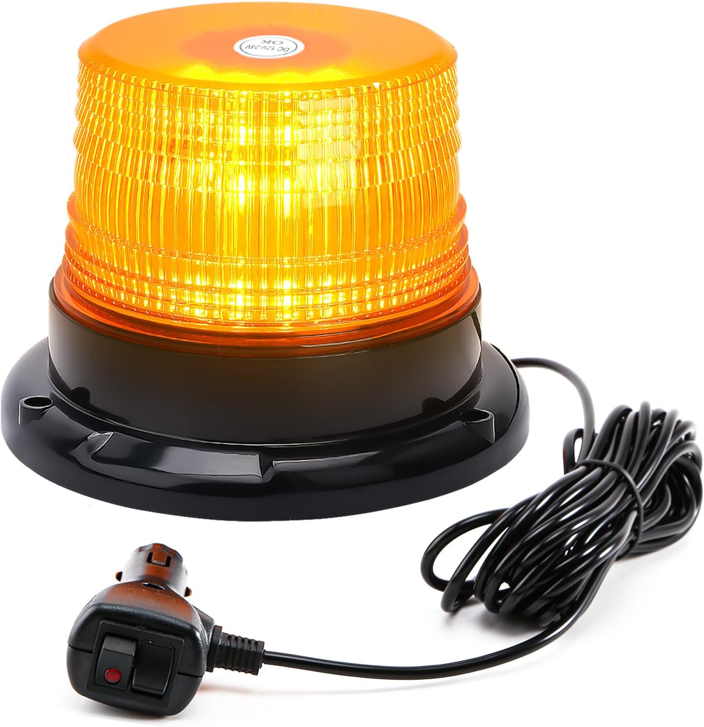 Luce lampeggiante a LED gialla 12-24 V, lampeggiante di sicurezza di emergenza con base magnetica per veicoli da costruzione | Leroy Merlin