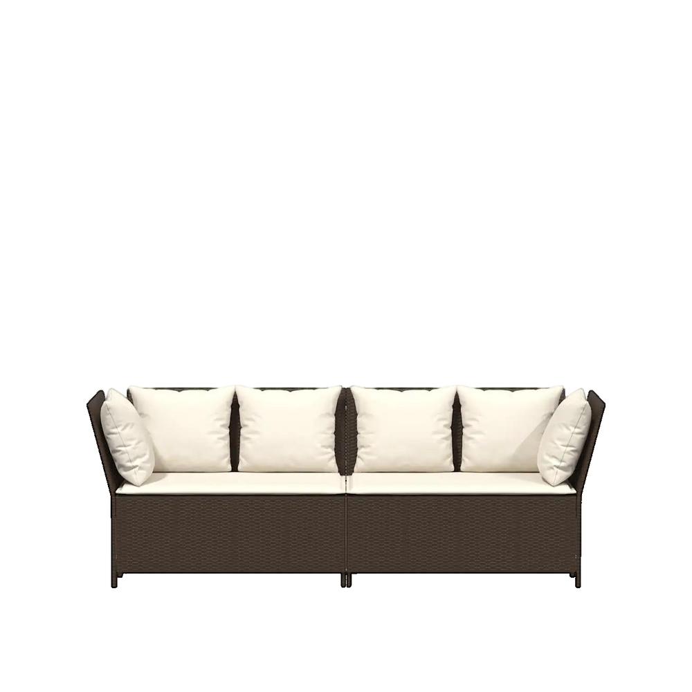 Sofa ogrodowy vidaXL z rattanu syntetycznego modułowy z zdejmowanymi poduszkami brązowy