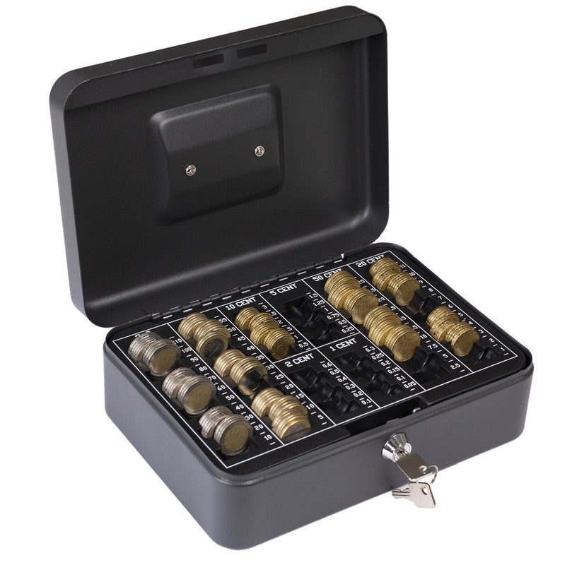 Portavalori In Acciaio Con Chiave, Vassoio Rimovibile, Nero