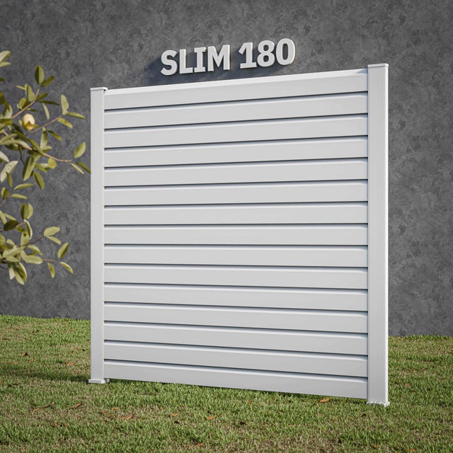 Kit Clôture SLIM PVC Blanc H. 180 cm - 15 Lisses claire-voie - 11,10 m