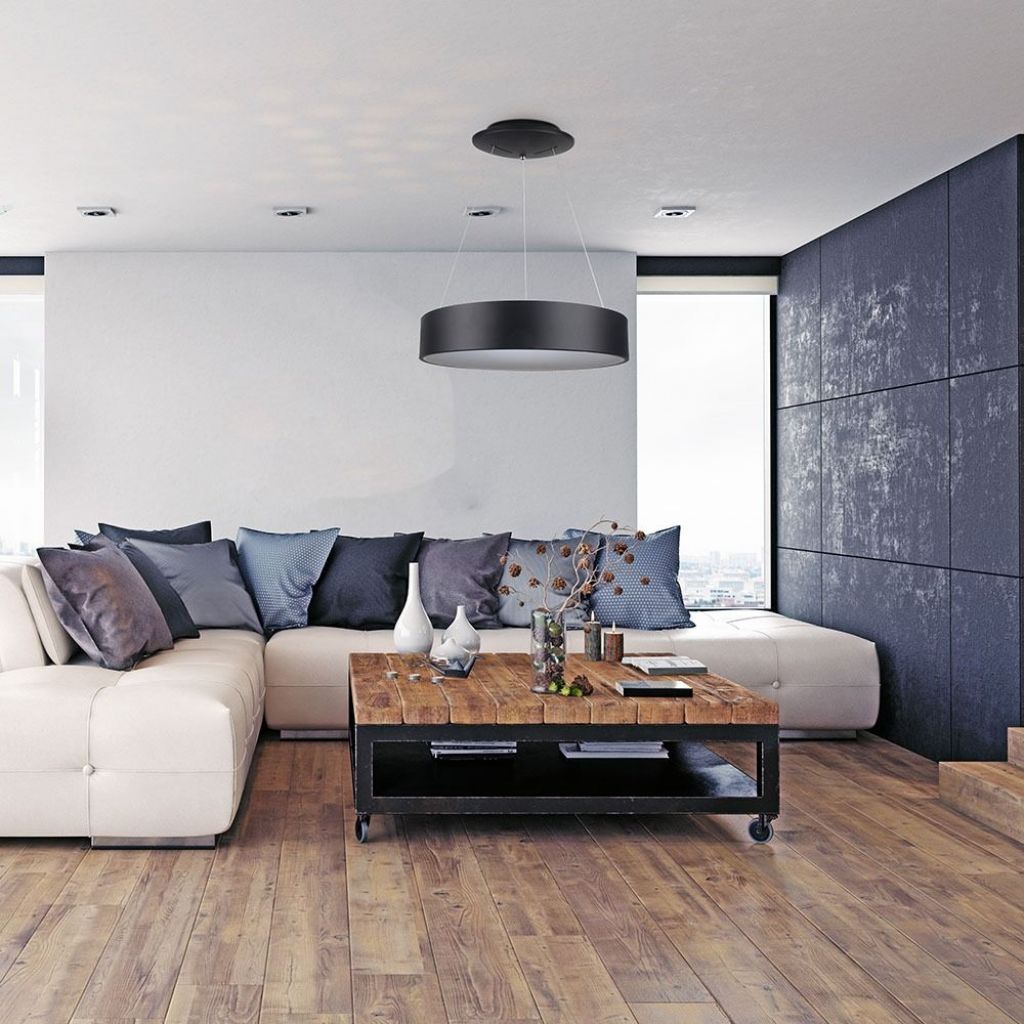 Okrągła lampa wisząca LED 25W z czarnego metalu, średnica: 45 cm, wysokość: 120 cm, 3000 K - 5