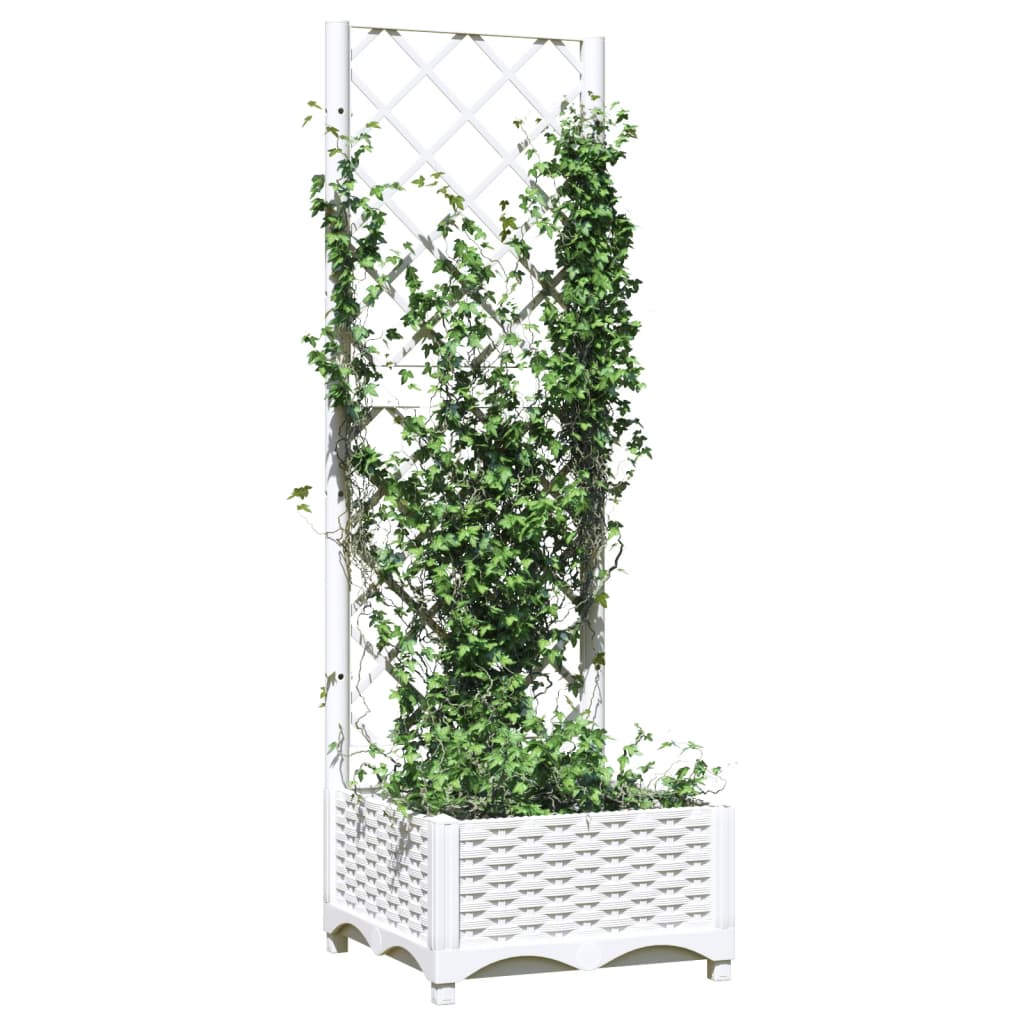 Maison Exclusive - Fioriera da Giardino con Graticcio Bianco 40x40x121,5 cm PP - 3