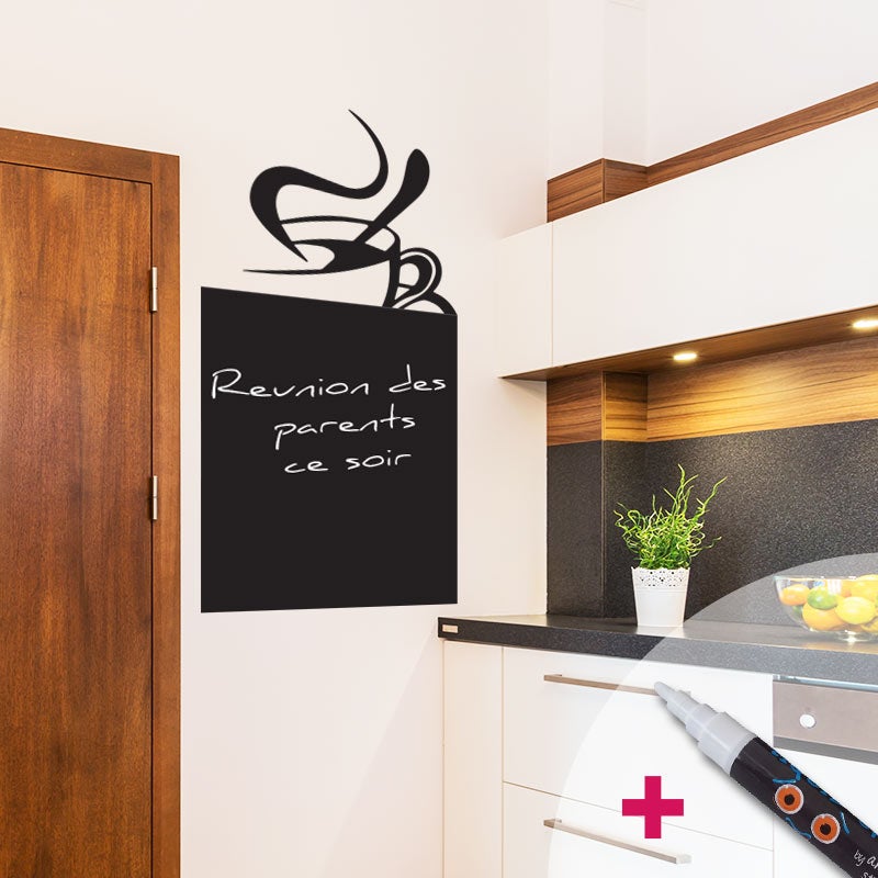 Adesivo lavagna caffè astratto + bianco gesso liquido - Sticker adesivo - adesivi murali - 155x85cm - 3