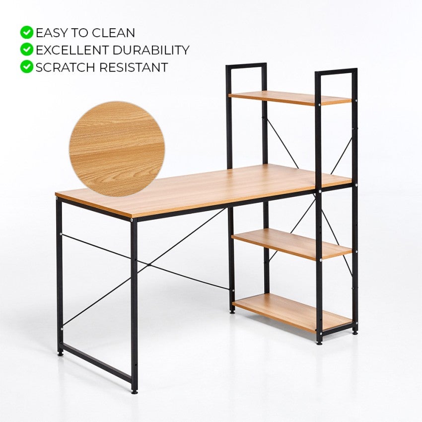 Bureau industriel 120x60 en métal et acier avec étagères design minimaliste Empire - 5