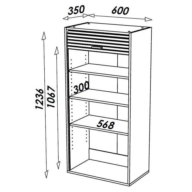 Armoire de cuisine large à rideau gris Couna L 60 x H 124 cm - 7