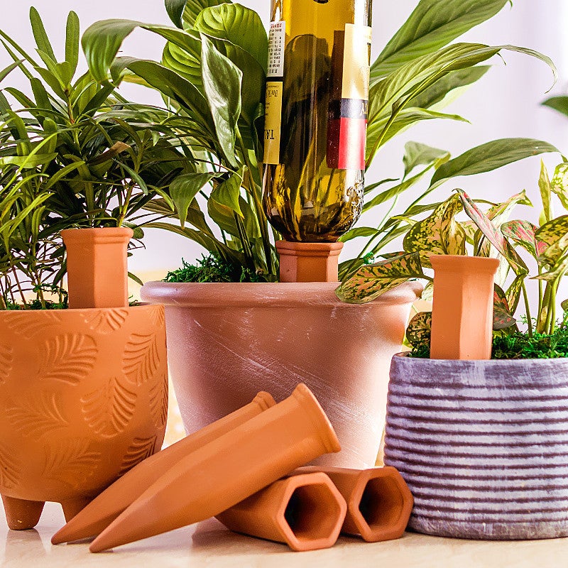 Lot de 4 dispositifs d'arrosage en céramique pour plantes, goutteur automatique, dispositif d'arrosage en pot, adapté à une utilisation en vacances - 8