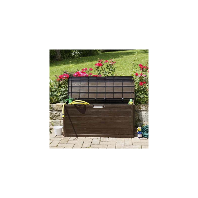 Baule Cassapanca Multiuso in Resina Effetto Legno 120x45x56 cm - 2