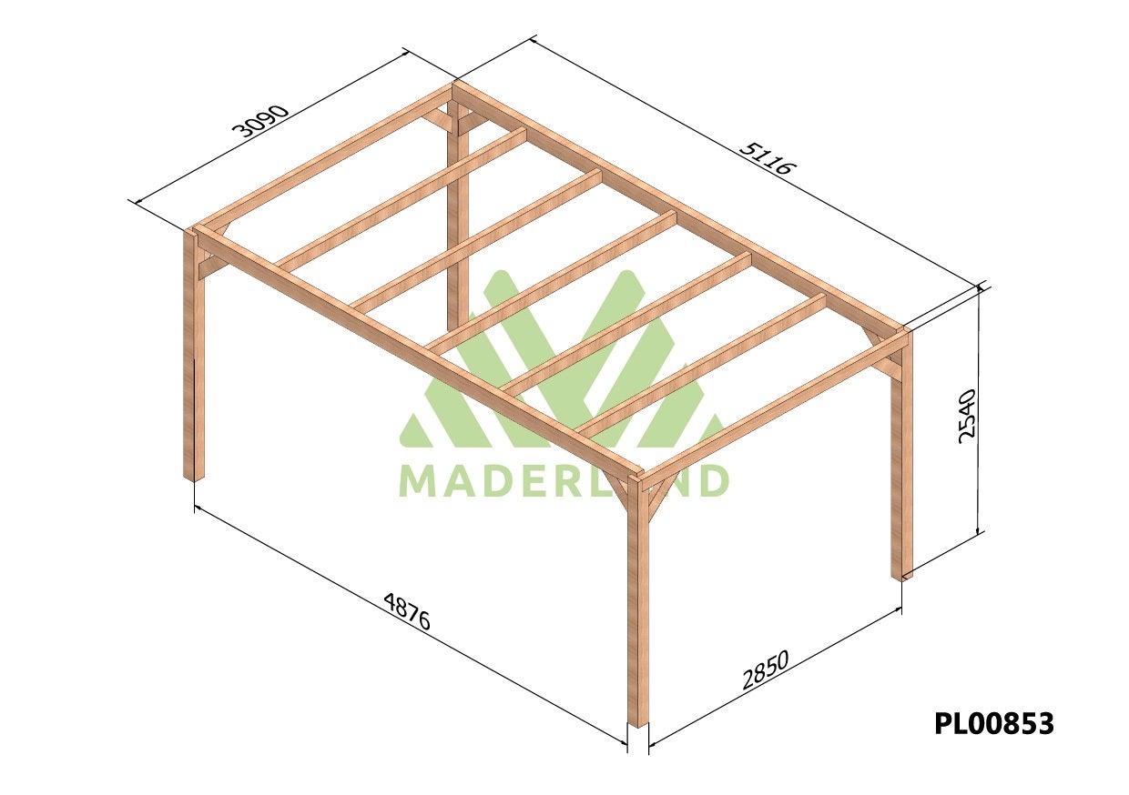 Pérgola madera ALICANTE • 500x300 cm • muy resistente • madera laminada - 2