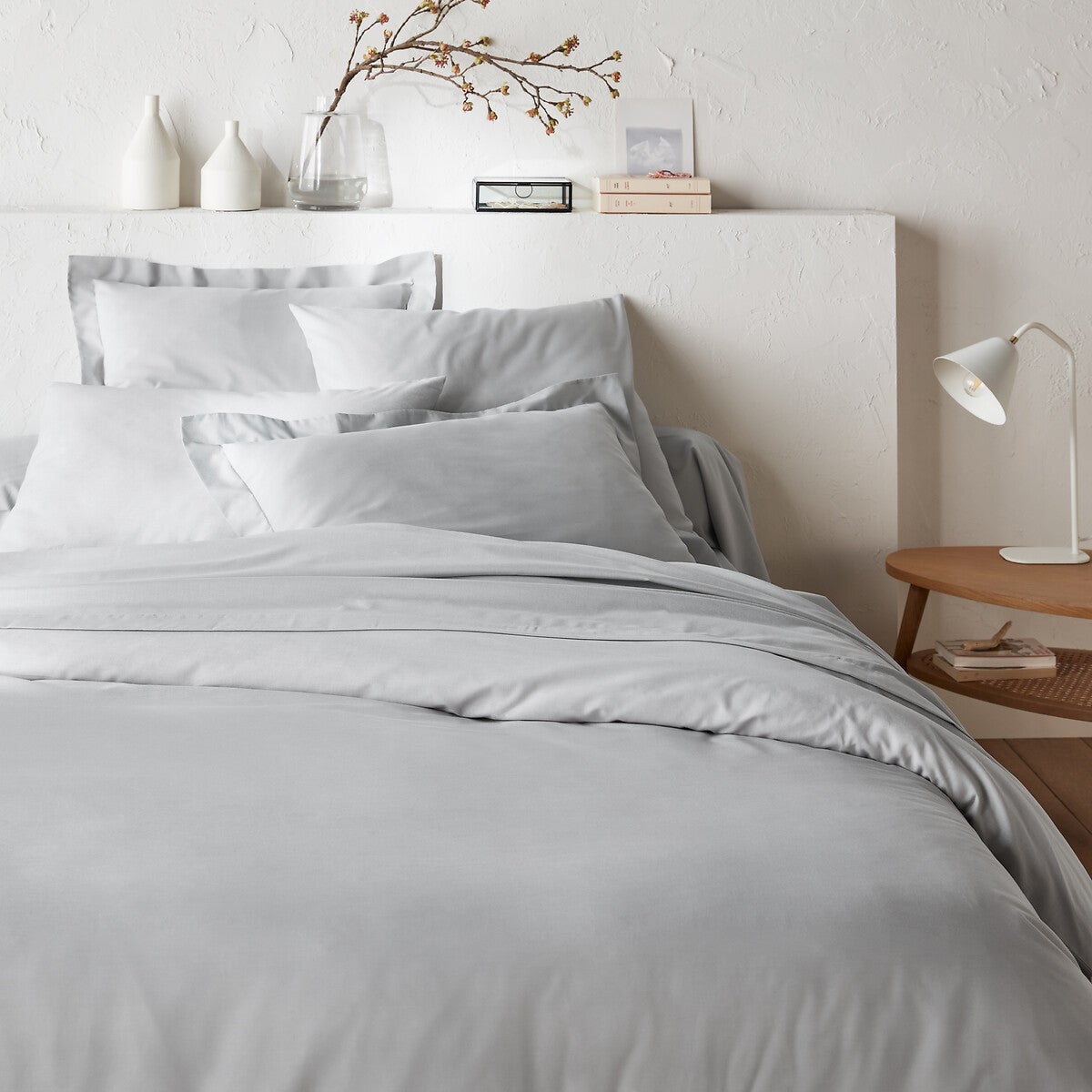 Drap housse uni polycoton, bonnet 32 cm, Scenario - Gris perle - 90 x 200 cm - 3