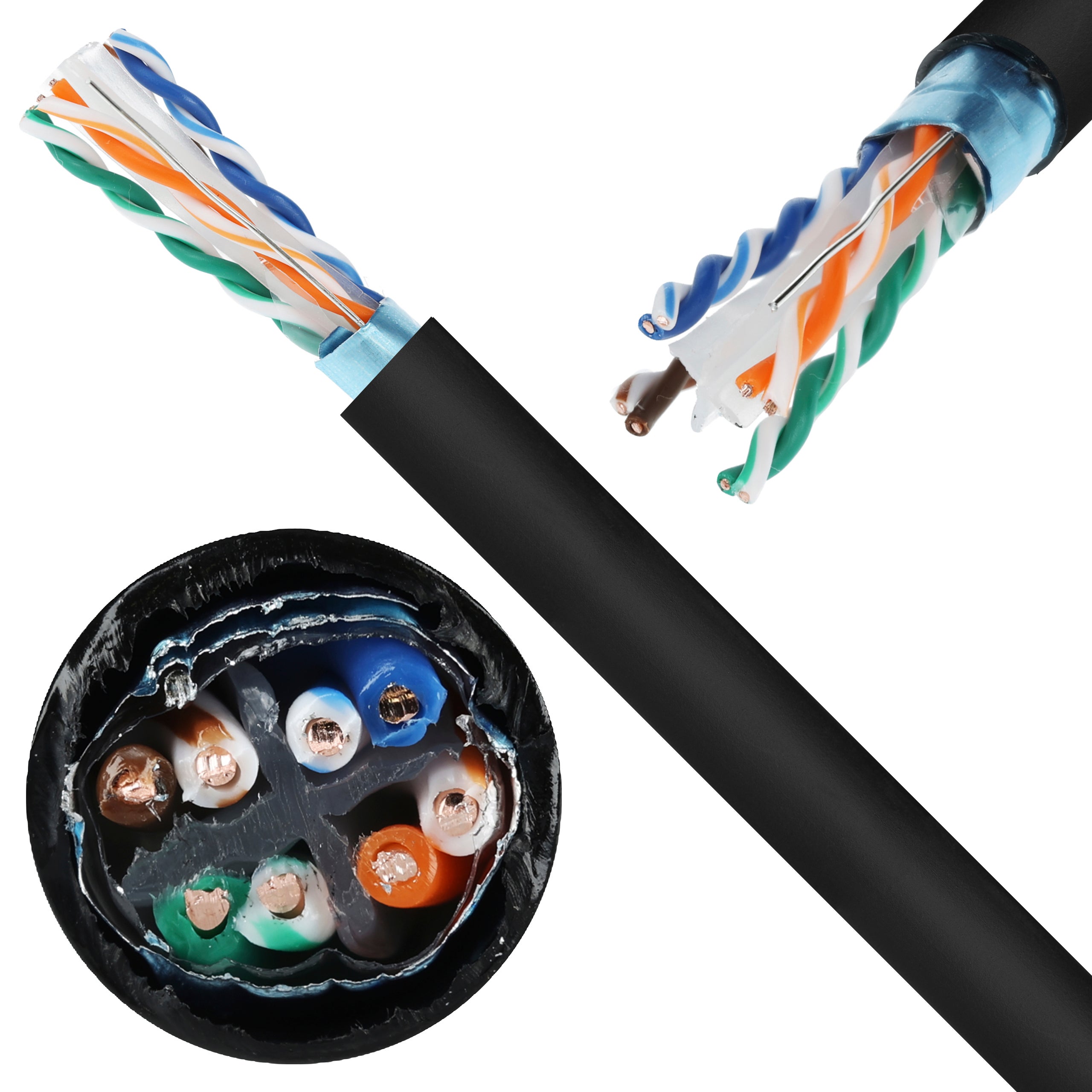 Kabel sieciowy F/UTP kat.6A skrętka 4x2x0,56mm zewnętrzny suchy PE czarny SecurityNET 500m