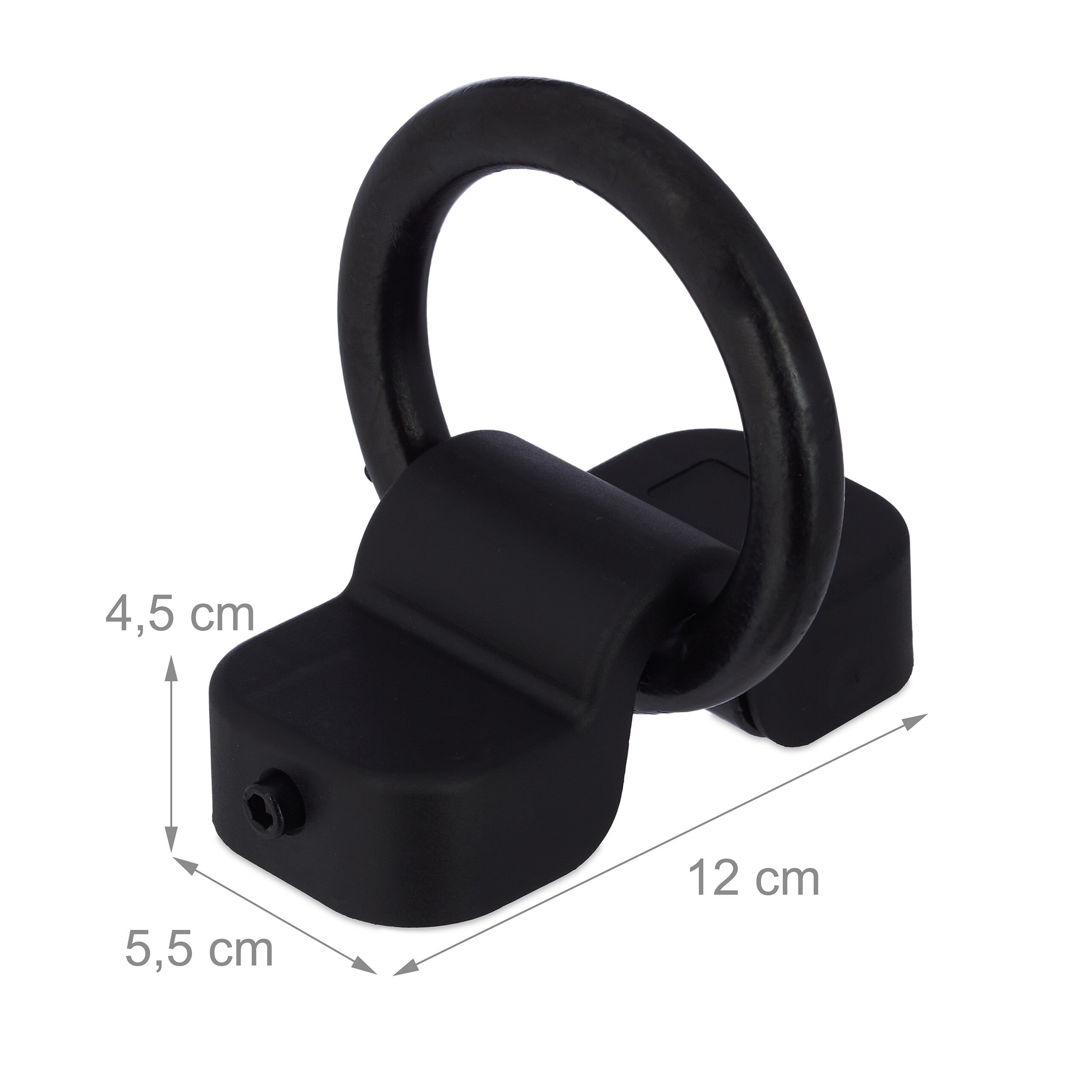 Ancrage mural ou au sol, pour vélo ou moto, anneau de 14 mm, acier, plastique, sécurité, noir, Relaxdays - 4