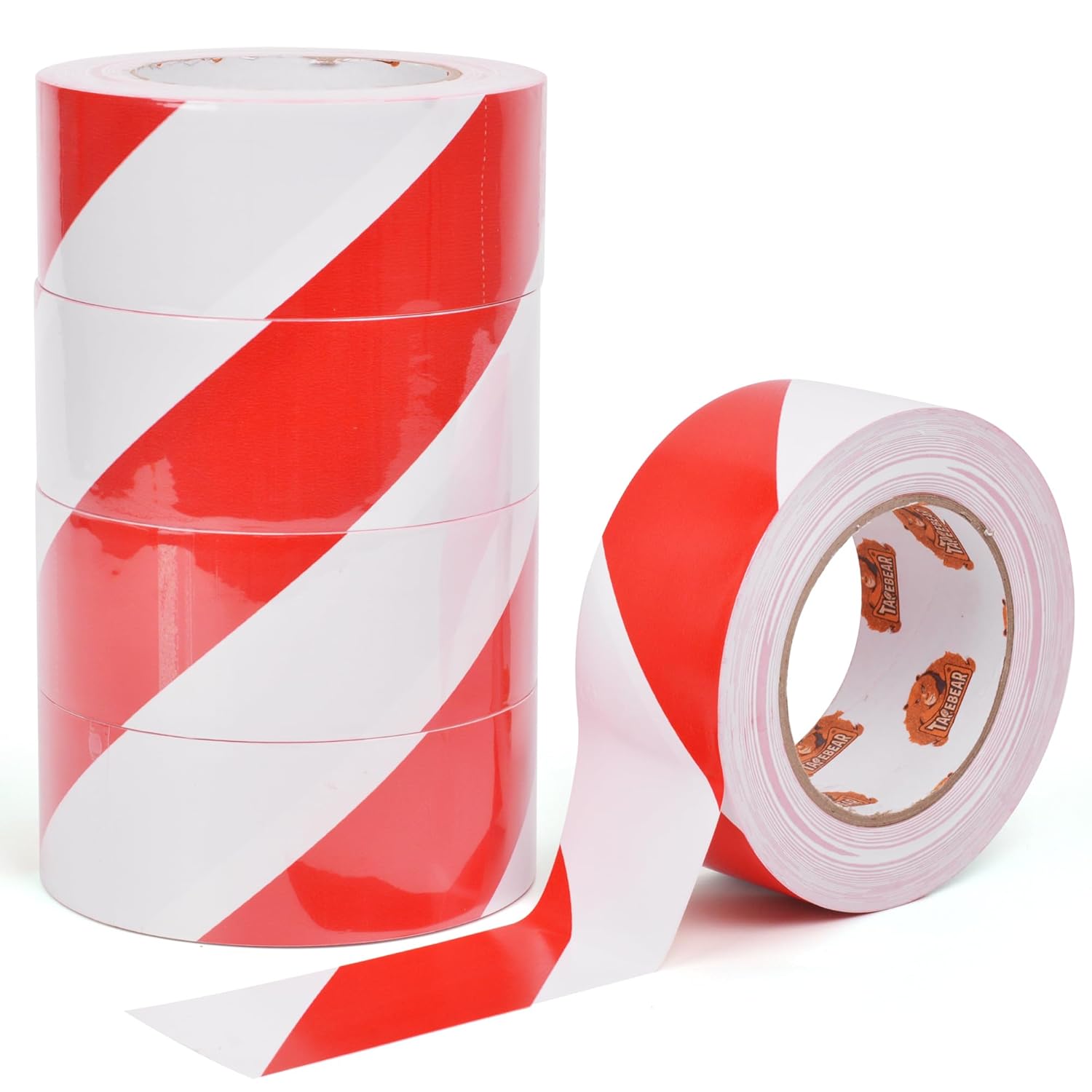 Taśma do znakowania podłóg z PVC, taśma samoprzylepna do celów bezpieczeństwa, ostrzegająca przed niebezpieczeństwem, czerwono-biała, 4,8 cm x 18 m,