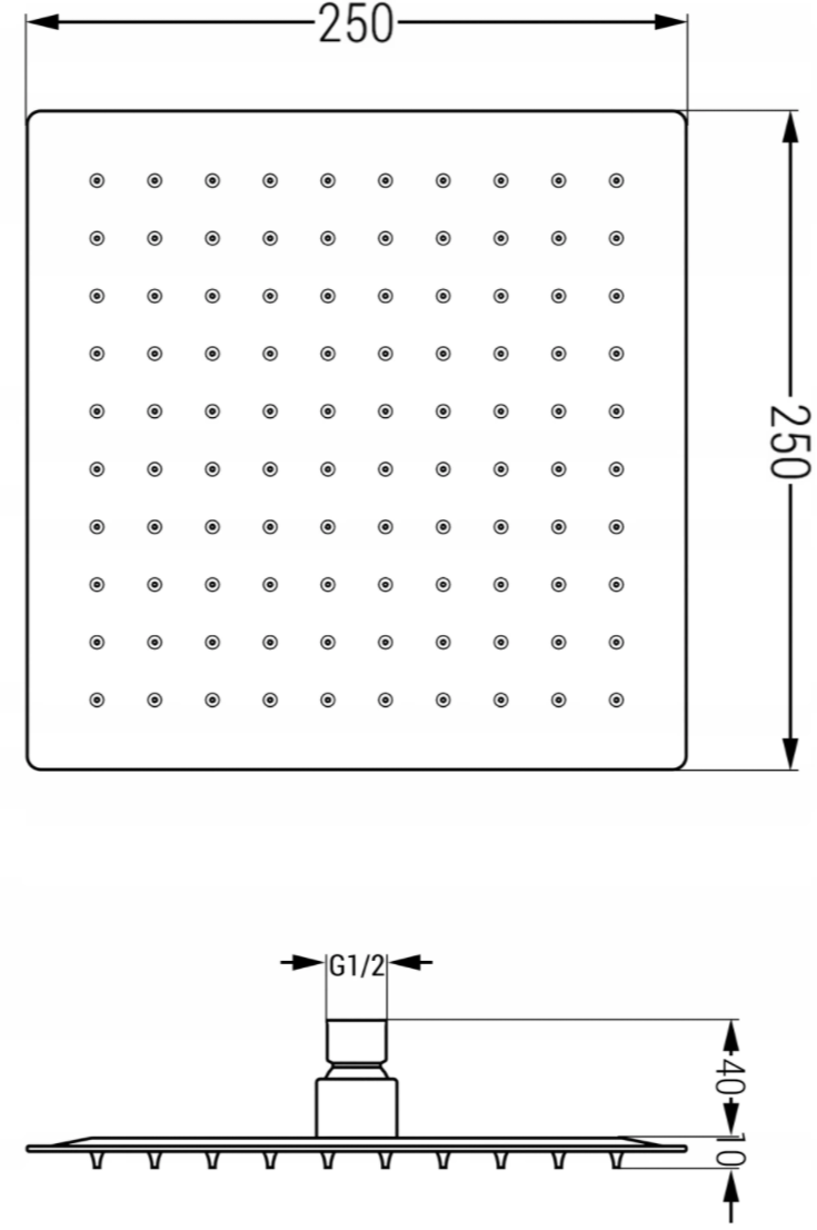 Mexen Slim deszczownica 25 x 25 cm z ramieniem prysznicowym, chrom - 79125112-00