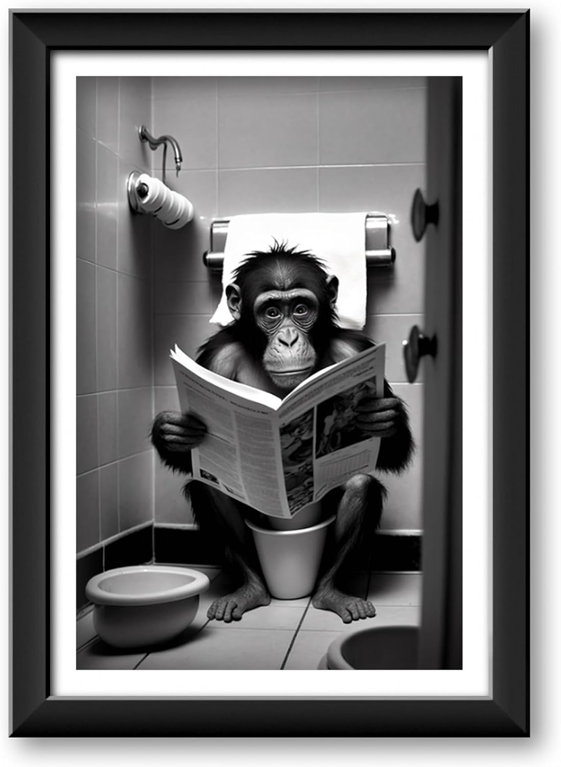 Humorystyczny plakat z toaletą, sztuka ścienna na płótnie, dekoracja łazienki – plakat 30x40 cm (bez ramki)