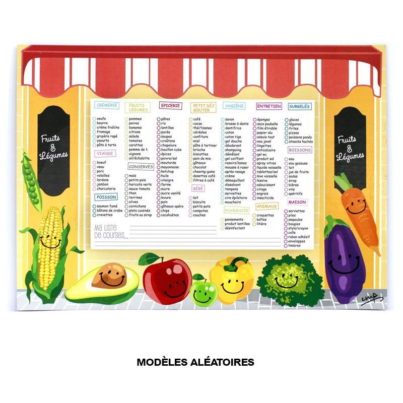Tableau - Mémo - Liste de courses - Aimanté - A fixer sur le frigo - Feuilles détachables - 3