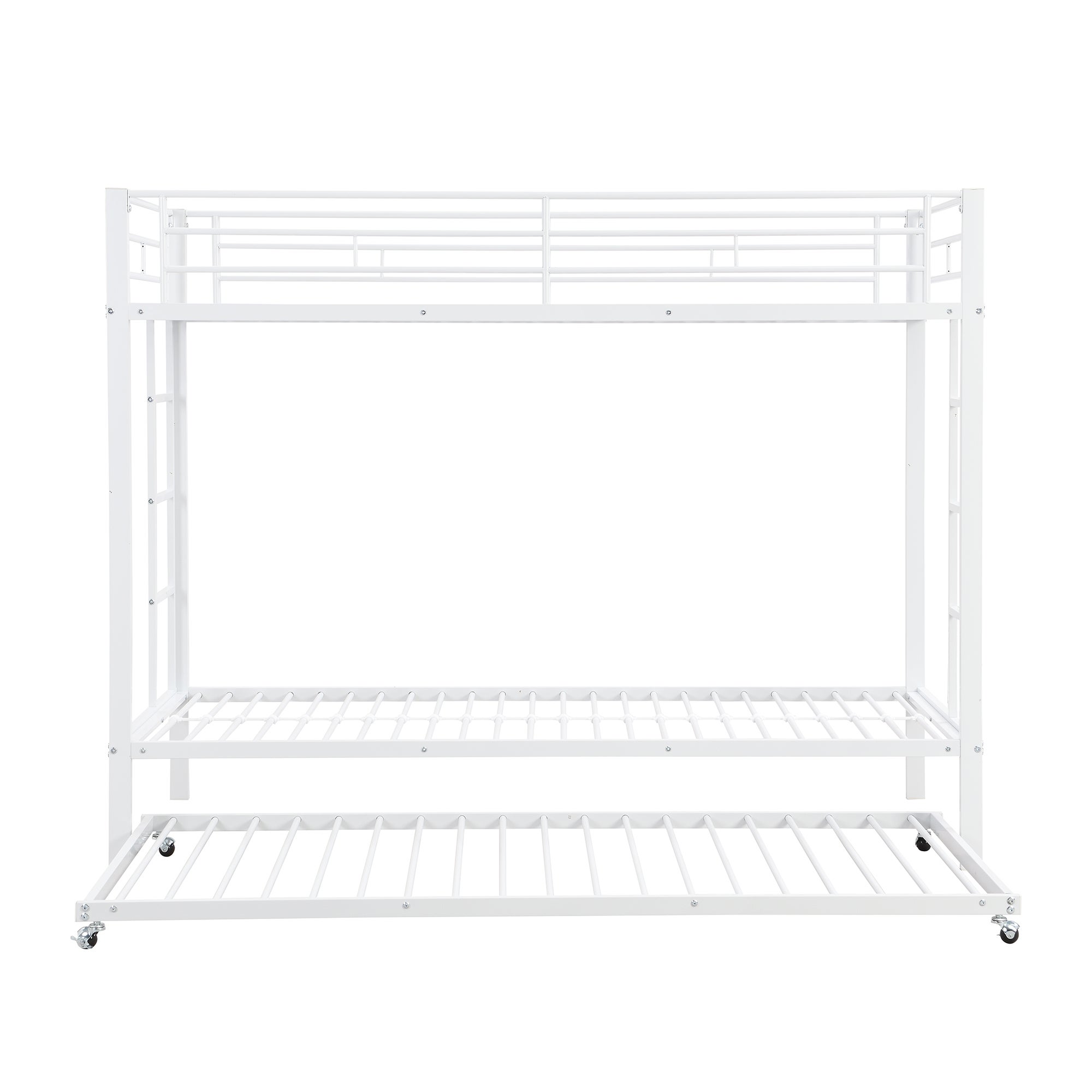 Letto a castello 90 x 200 cm, letto con struttura in ferro, letto per bambini, dotato di letto estraibile, sponde alte, costruzione robusta, bianco - 9