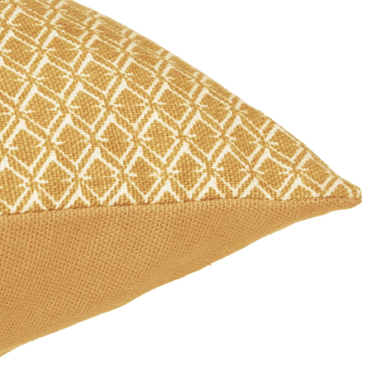Coussin - motifs otto - coton - jaune ocre - 38x38 cm - Atmosphera créateur d'intérieur - 6