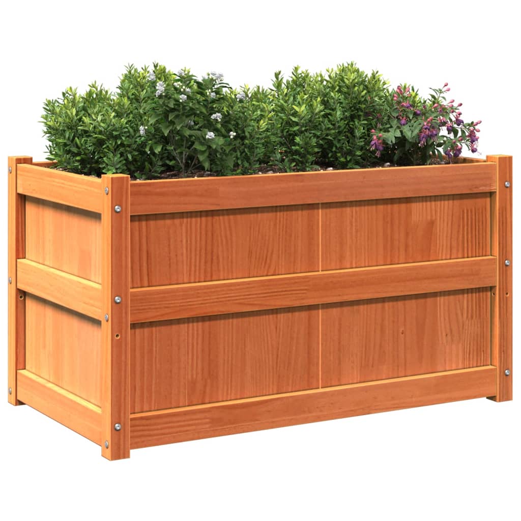 Lot de 2 Jardinières - Bacs à fleurs - Pots de fleurs cire marron bois de pin massif n2284l - 4