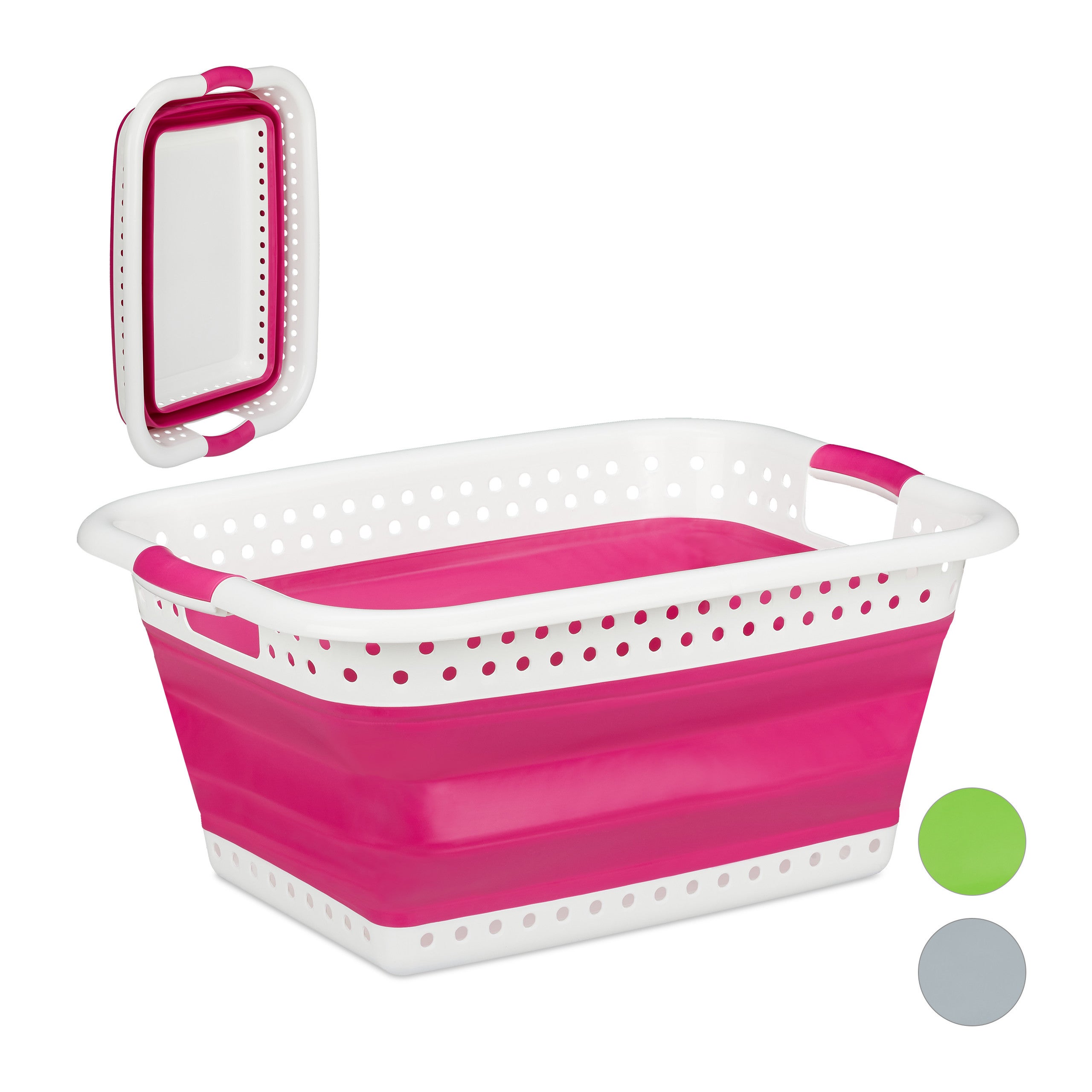 Relaxdays Cesto Portabiancheria Pieghevole Rosa - 37 Litri, Con Manici, 61x45,5x27 Cm - Foto 13