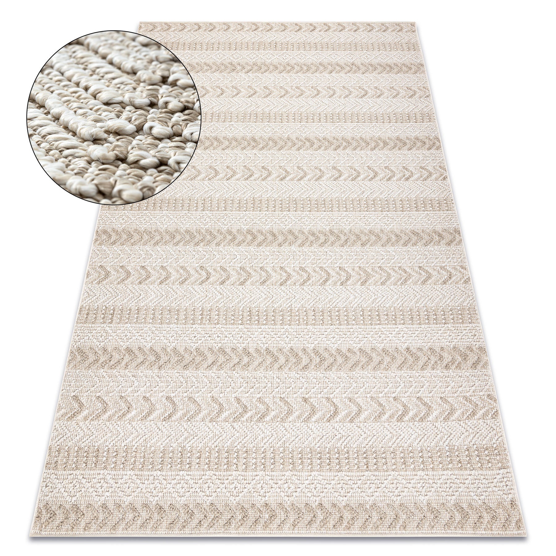 Alfombra jersey 19243 beige - espina de pescado, estructural, lazo boho 120x170 cm