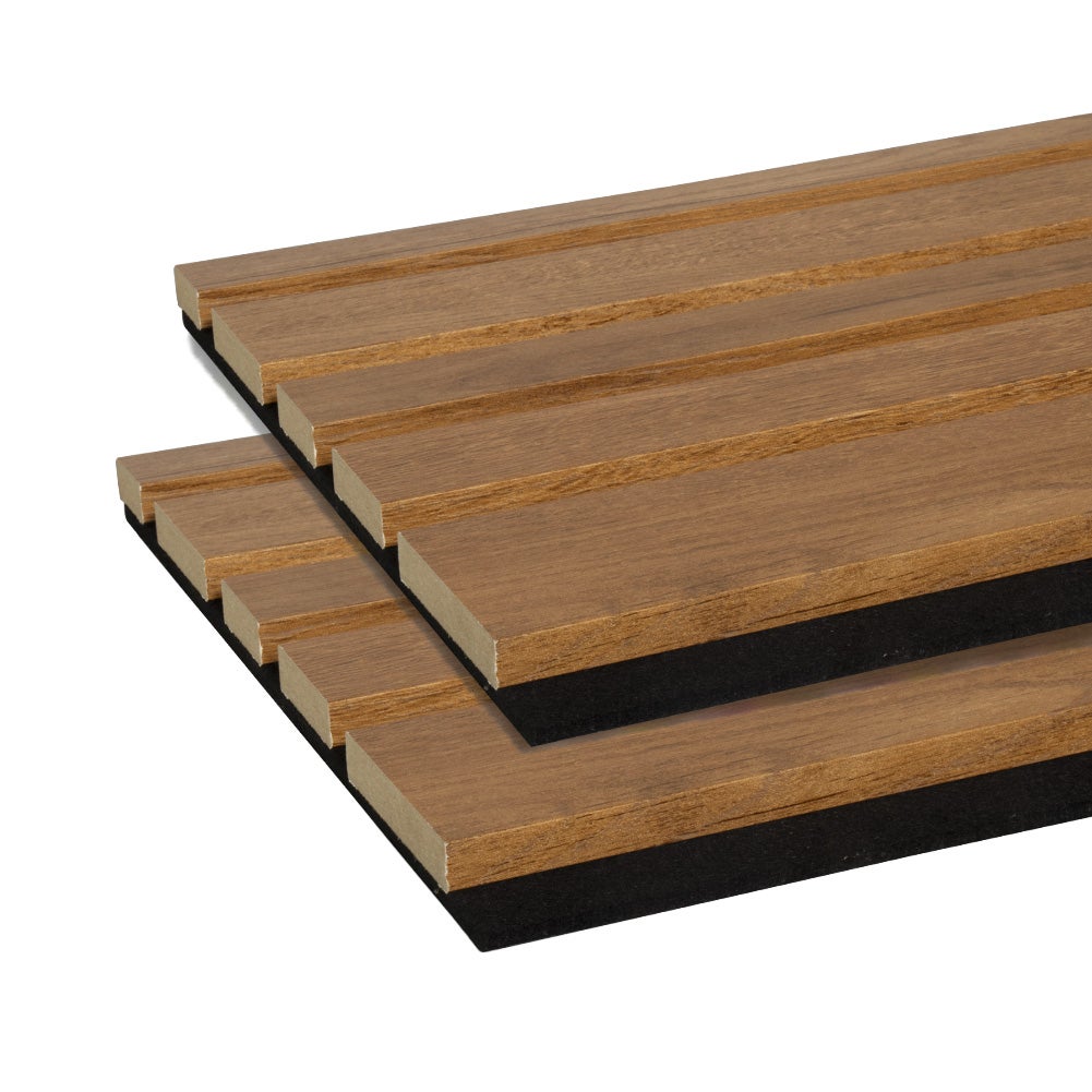 Lot de 2 Panneaux tasseaux bois MDF acoustique design BLEND chêne bronze sur fond noir 2600 x 300 x 17 mm - 1,56 M2 PEFC 70% - 2