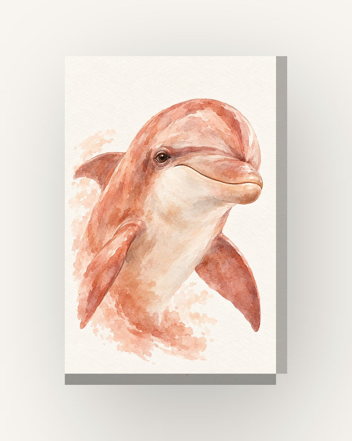 Tableau animaux «Dauphin, aquarelle» sur toile, châssis en bois de 2 cm ...