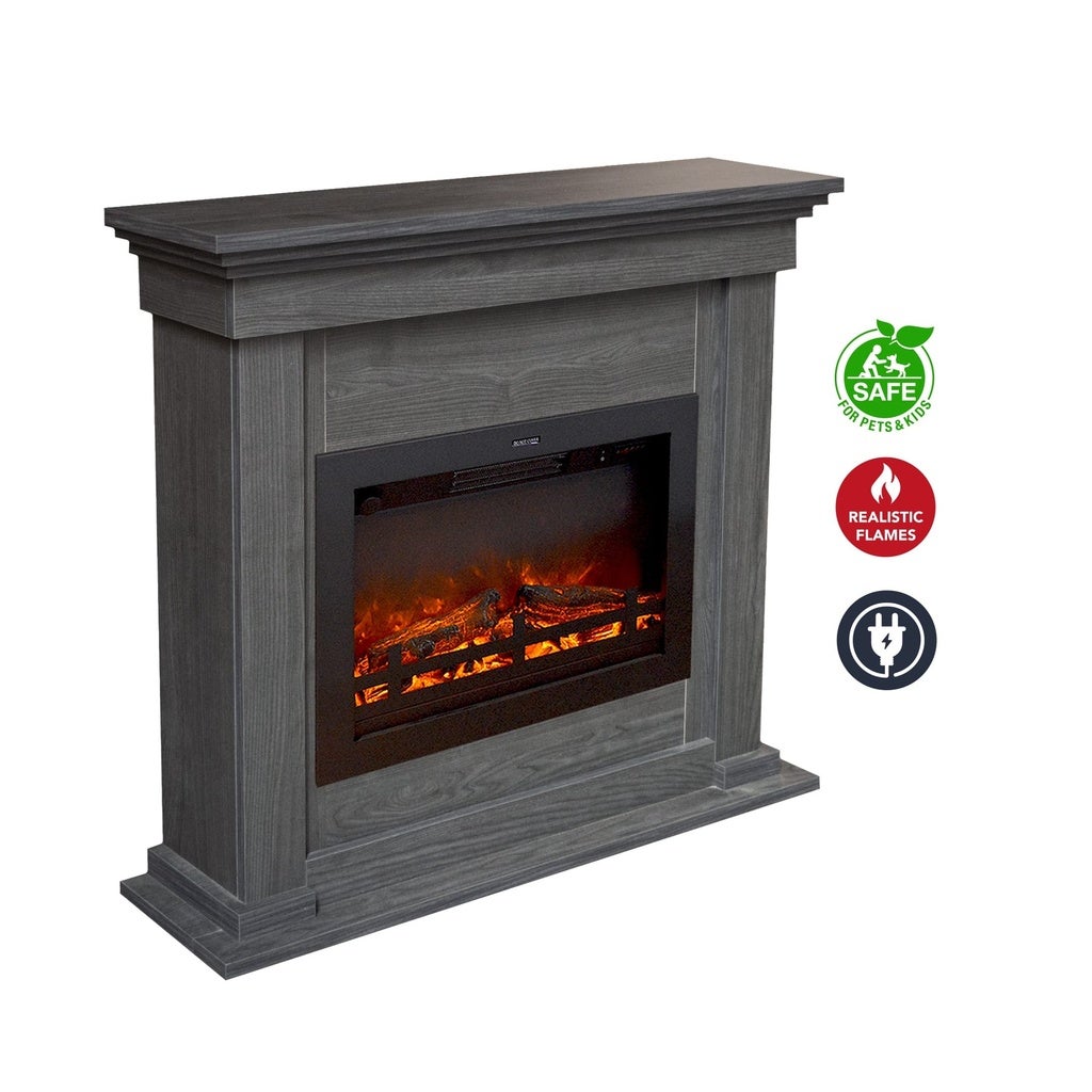 Xaralyn | Cheminée électriqe Flex EFL-BLN - Habillage de cheminée en bois blanc - Chauffage - Chauffage 1500 Watt - télécommande - 3
