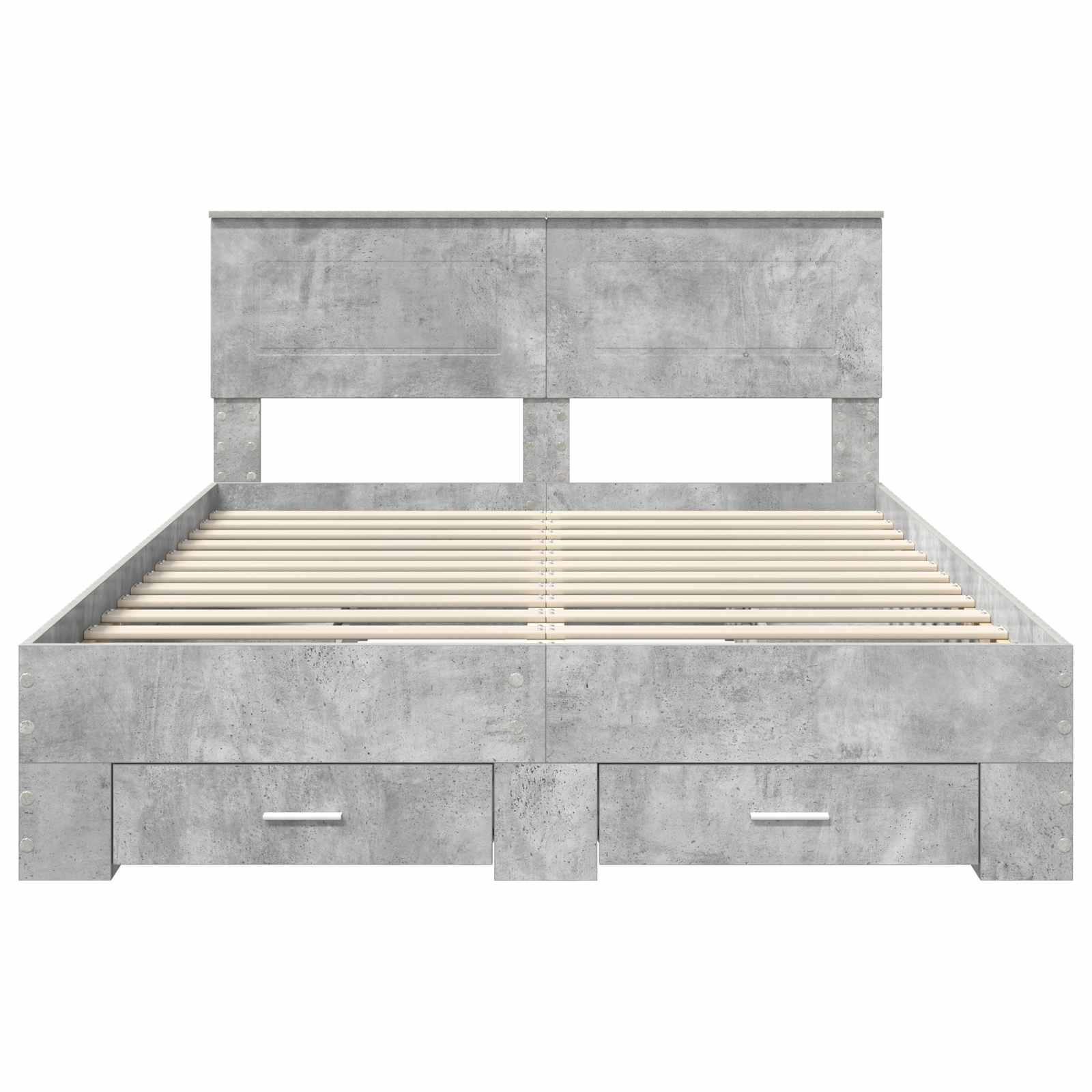 Cadre de lit gris béton 160 x 200 cm panneau de bois - 8