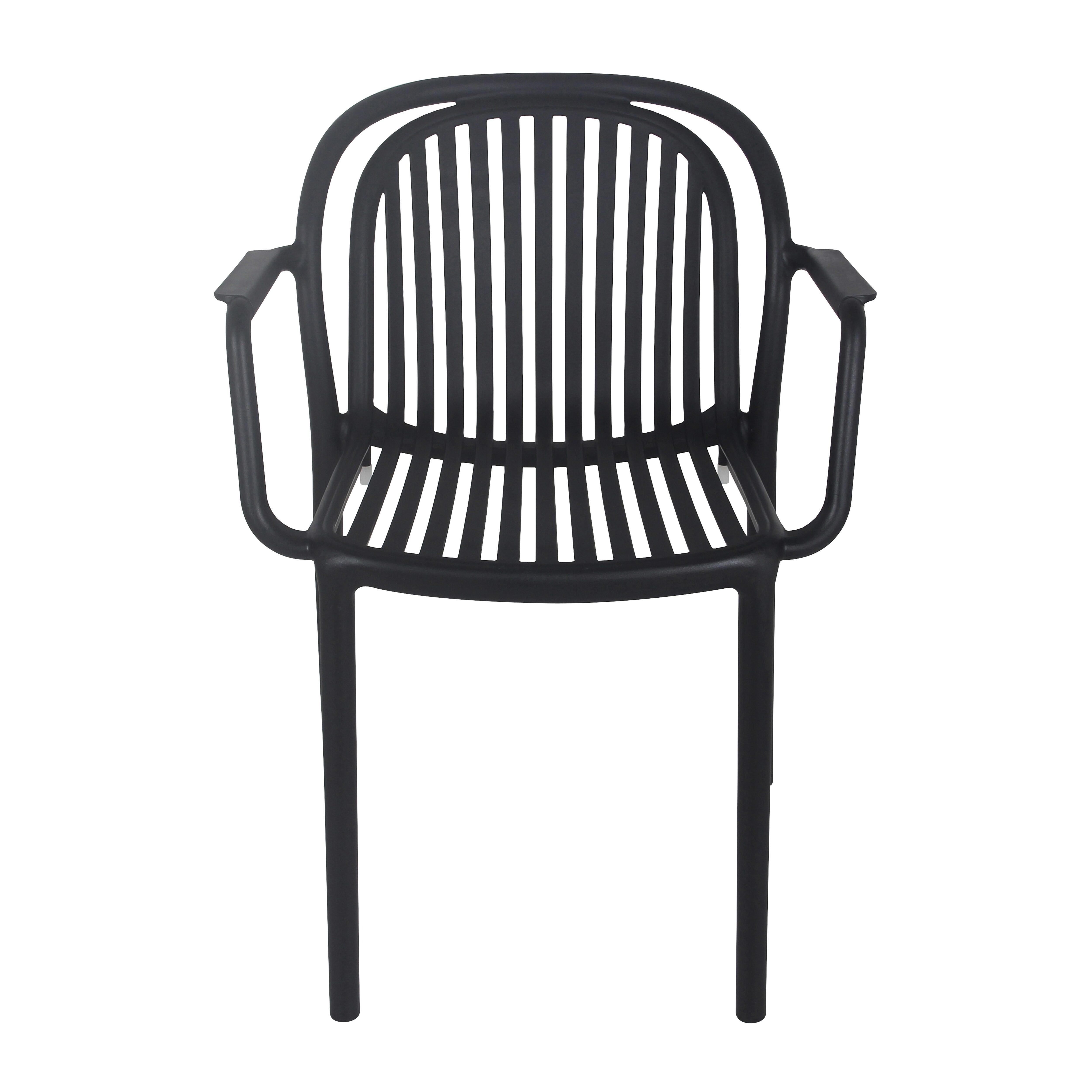 Lot de 4 fauteuils en plastique noir - 3