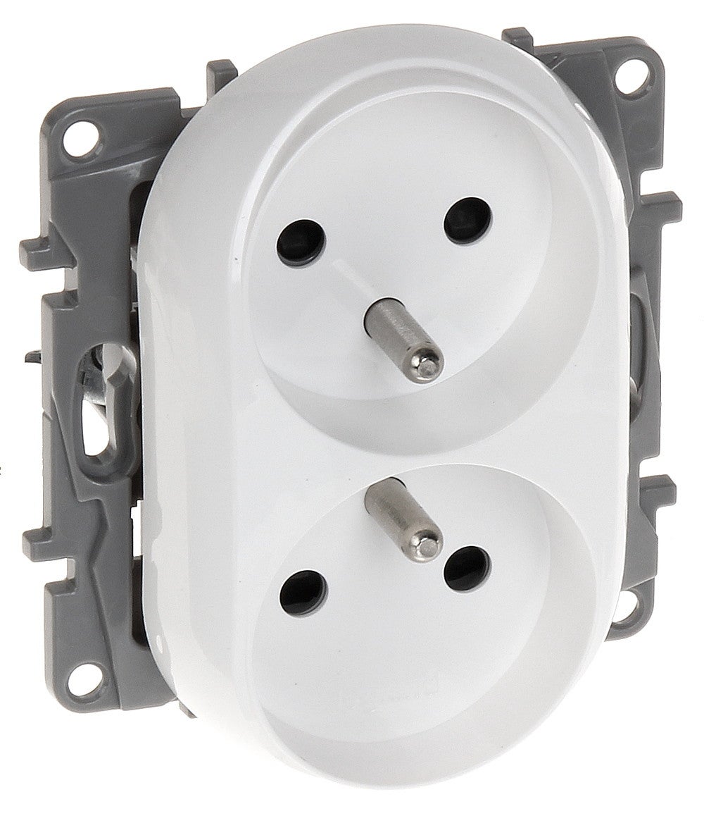 Interrupteur Double Legrand Niloé Step - 10AX, Couleur Aluminium - Bornes Automatiques, Installation Encastrée Facile - 3