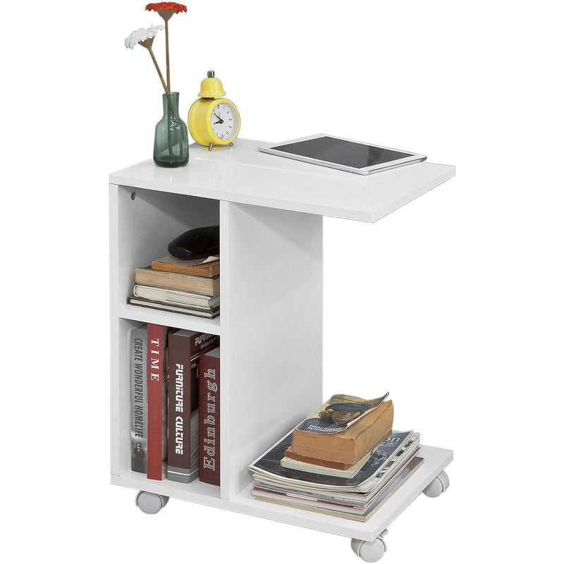 Stolik Nocny pomocniczy Regał Stolik Kawowy do Sofy na Kółkach FBT48-W