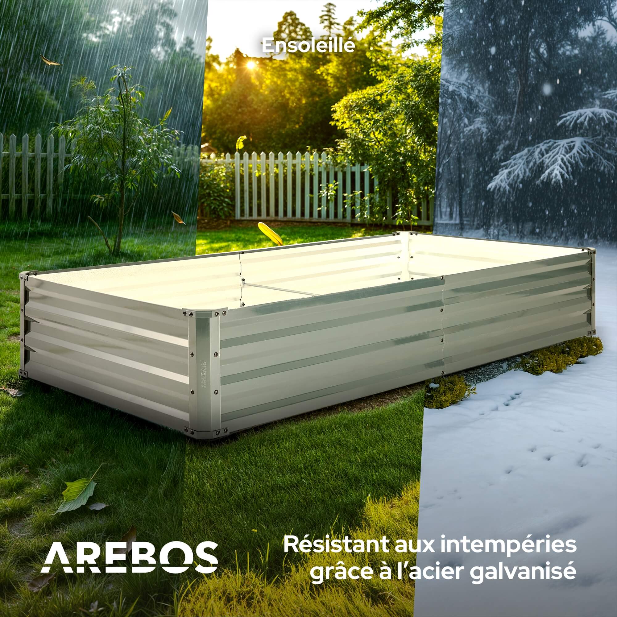 AREBOS Bacs surélevés en métal, set de 2 bacs 180x90x30 cm | Bac de jardin en acier galvanisé - 8