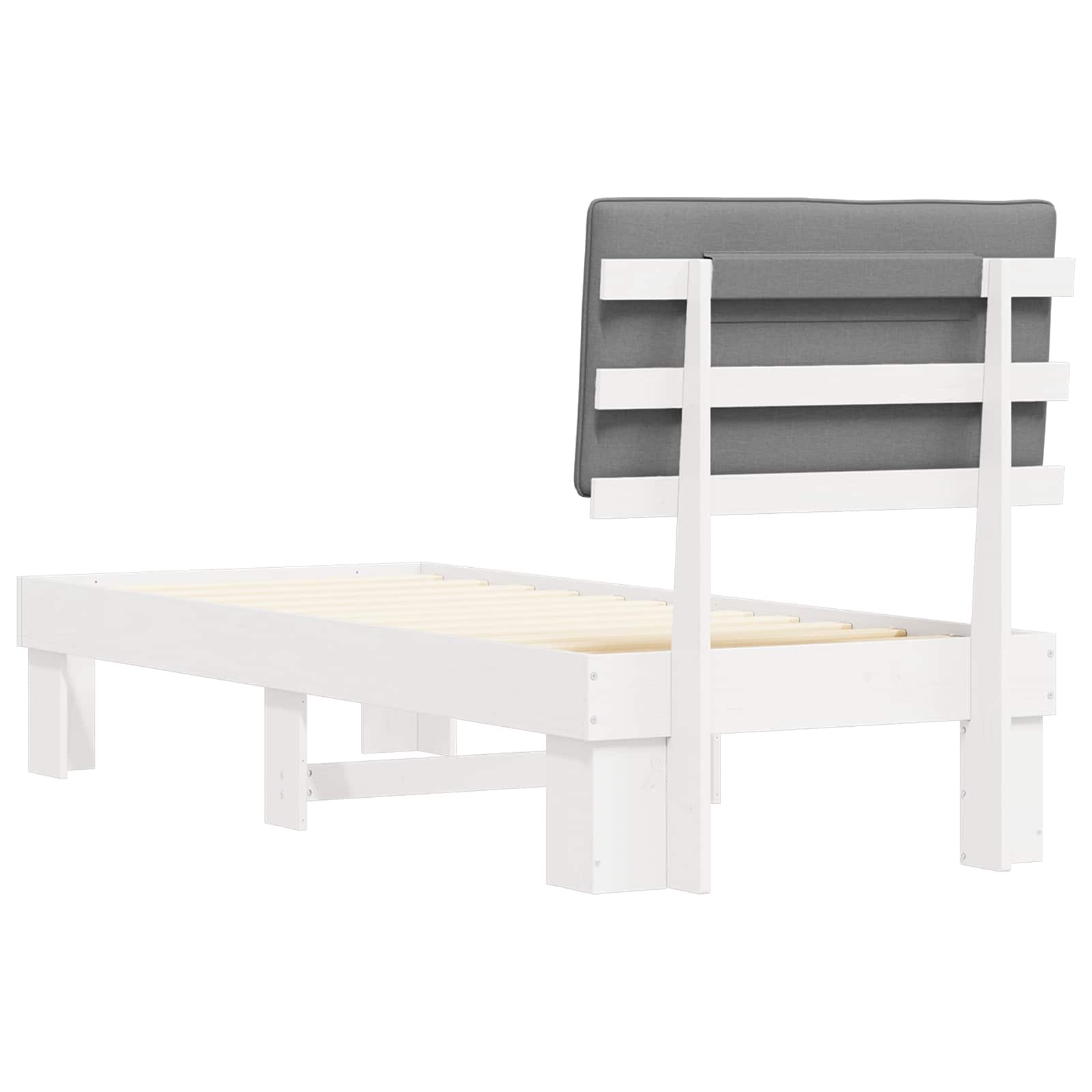 Cadre de lit avec tête de lit rembourrée gris clair, 75 × 190 cm - 7