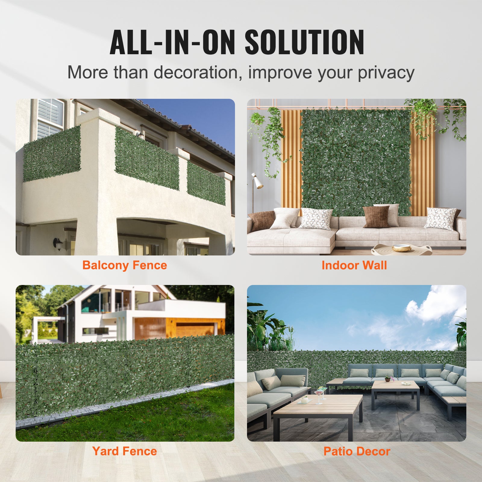 Clôture confidentialité en lierre,SucceBuy 1500 x 2490 mm Écran mural vert artificiel. Joint renforcé. Décor à feuille de vigne de haie artificielle - 8