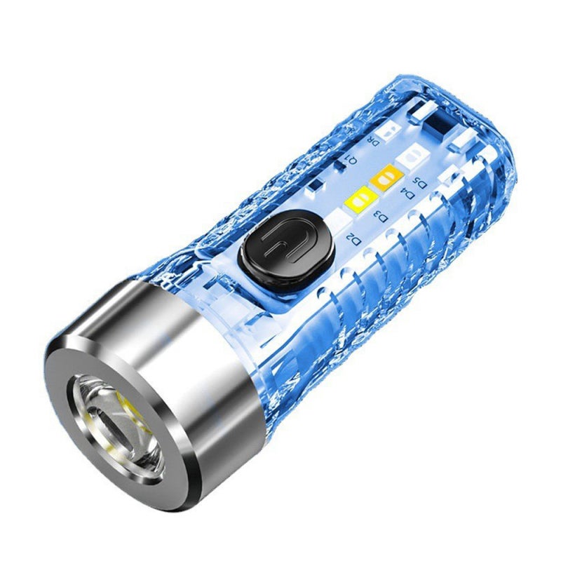 Mini Lampe Torche Porte-Clés Rechargeable USB - Modes Blanc, Rouge Et Bleu, Étanche IPX4, Compacte 8.8 Cm - Idéale Camping, Randonnée, Urgence