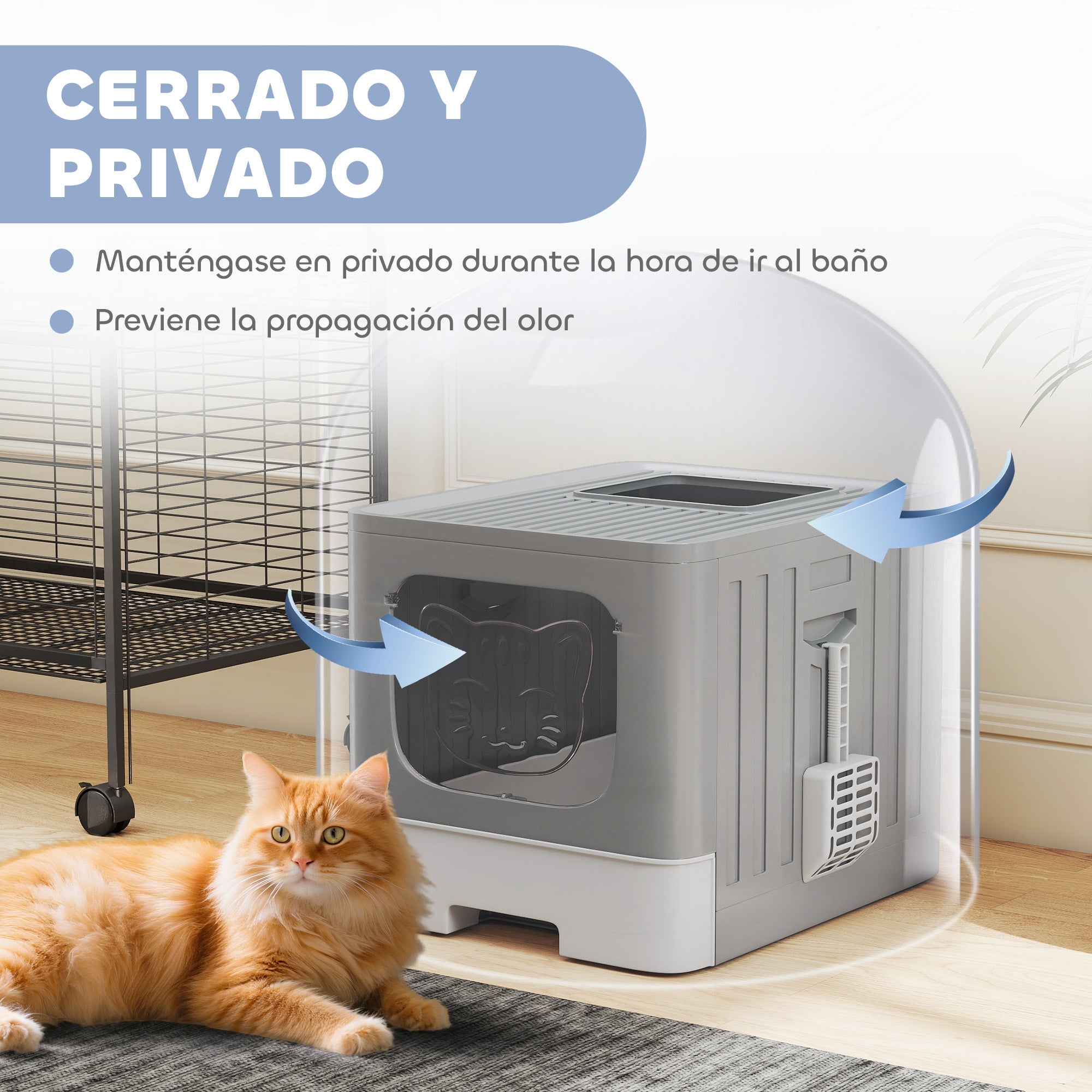 Caixa de Areia para Gatos PawHut PP Cinzento 48x38x38.5 cm - 5