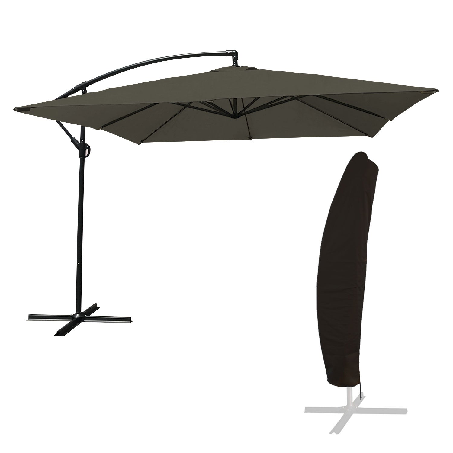 Parasol kwadratowy Offset MOLOKAI 2,7x2,7m szary + pokrowiec