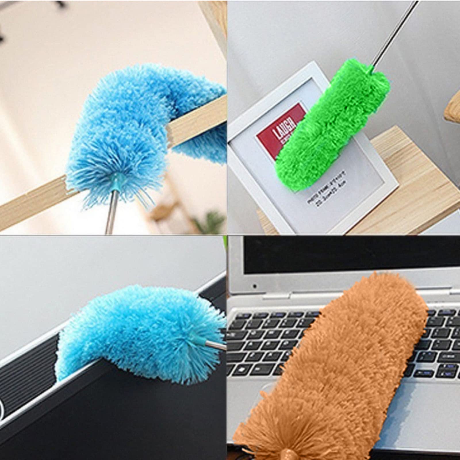 3 pièces Duster de Microfibres,Plumeau Poussière Lavable Bendables Brosse à Poussière avec Poteau Extensible pour la Maison Le Bureau et - 6