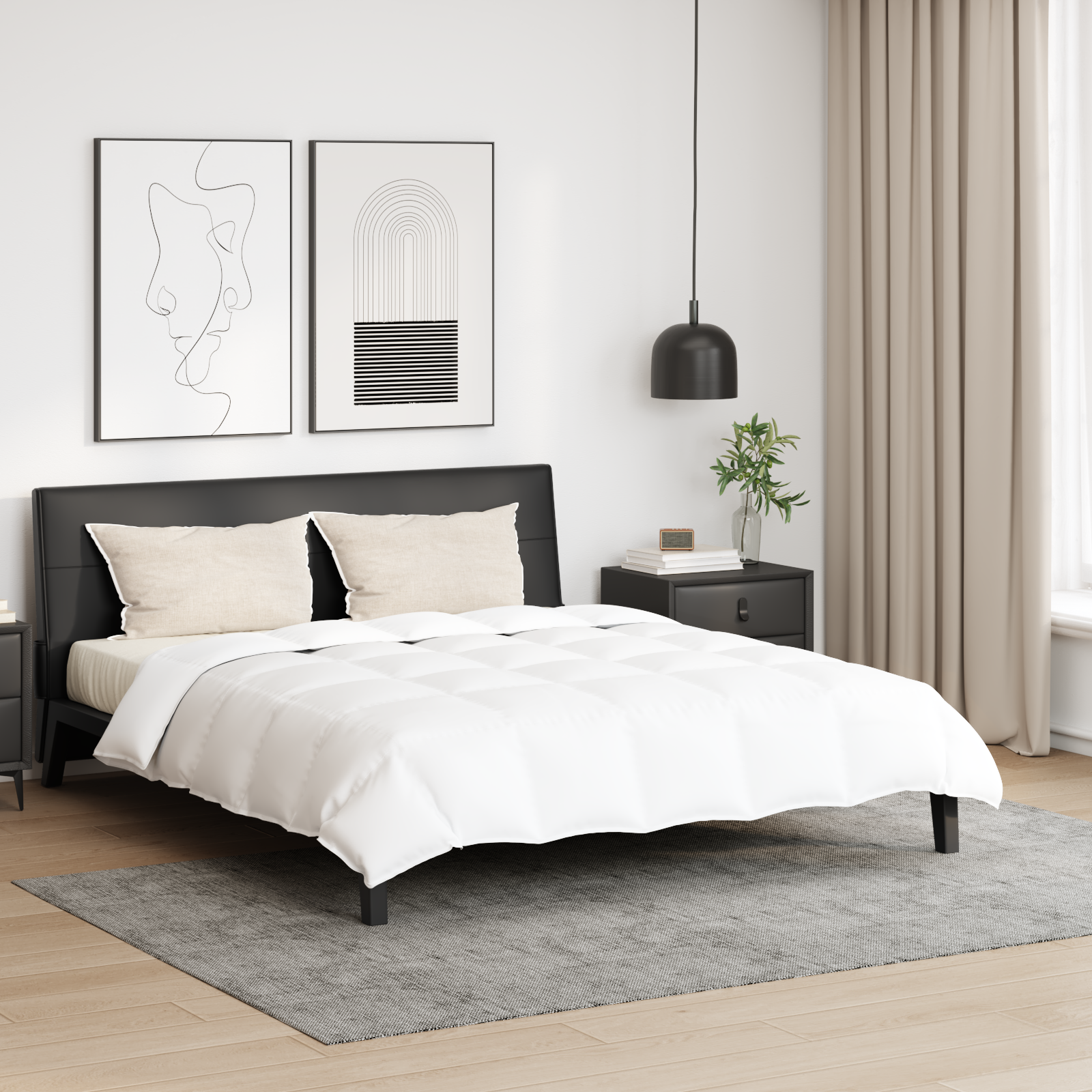 Couette avec oreiller 3 pcs | Duvet Blanc 200 x 220 cm Bas - 2