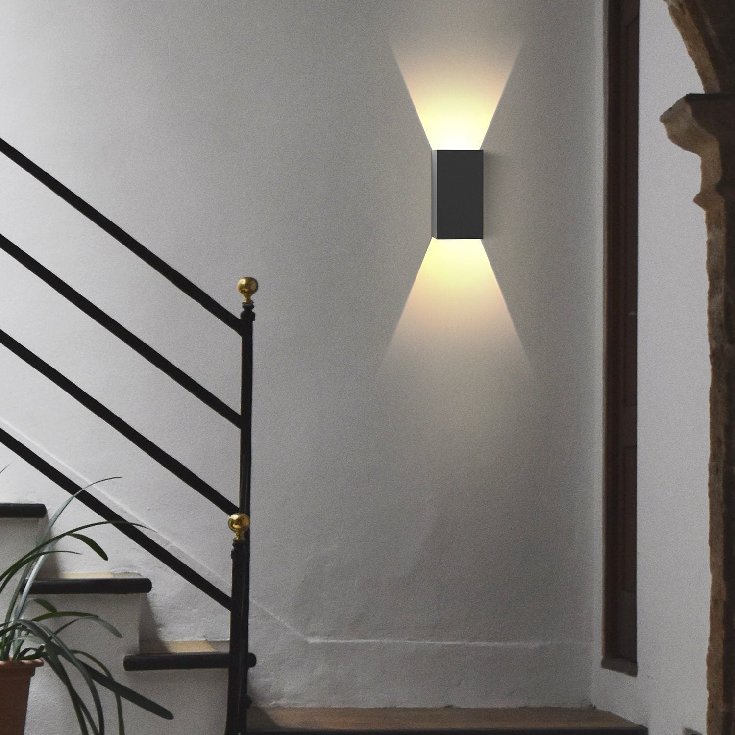 NETTLIFE Pack 2 Iluminação de Parede LED Exterior e Interior Preta IP65 5W Branco Quente 3000K - 7