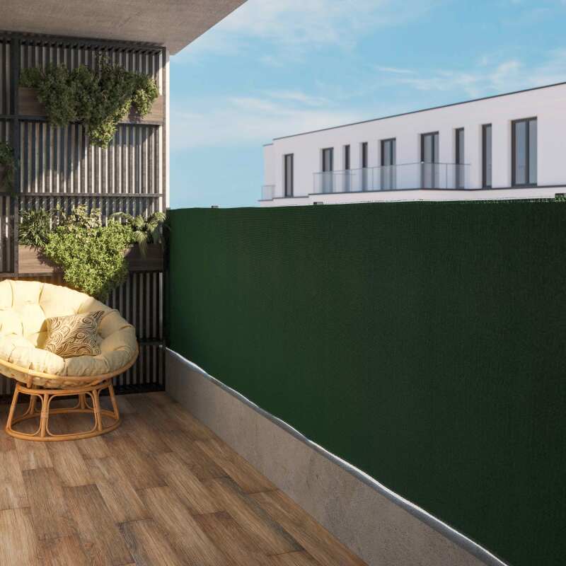 Brise-vue vert foncé, H.1.2 x L.10 m, Occultation totale 100%, Bouillon - 3