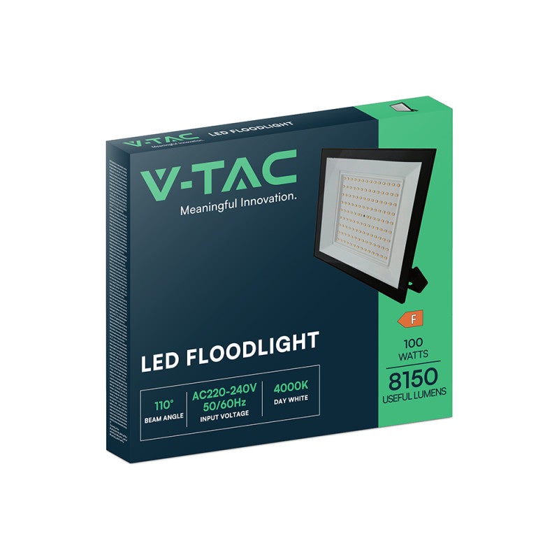 Projecteur LED 100W - Extra-fin - 9500lm - IP65 - Noir - 4000K - 4