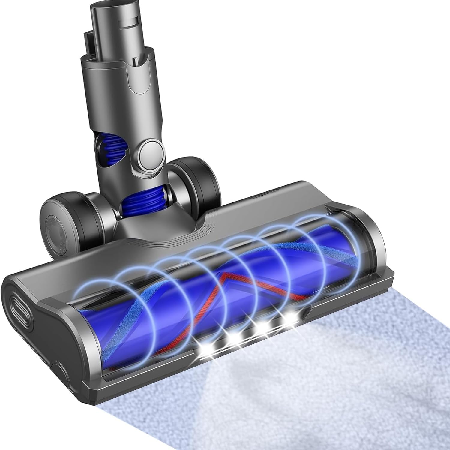 Bezprzewodowa głowica ssąca do dywanów i twardych podłóg, turbina V z reflektorem do Dyson V6, 4 diody LED