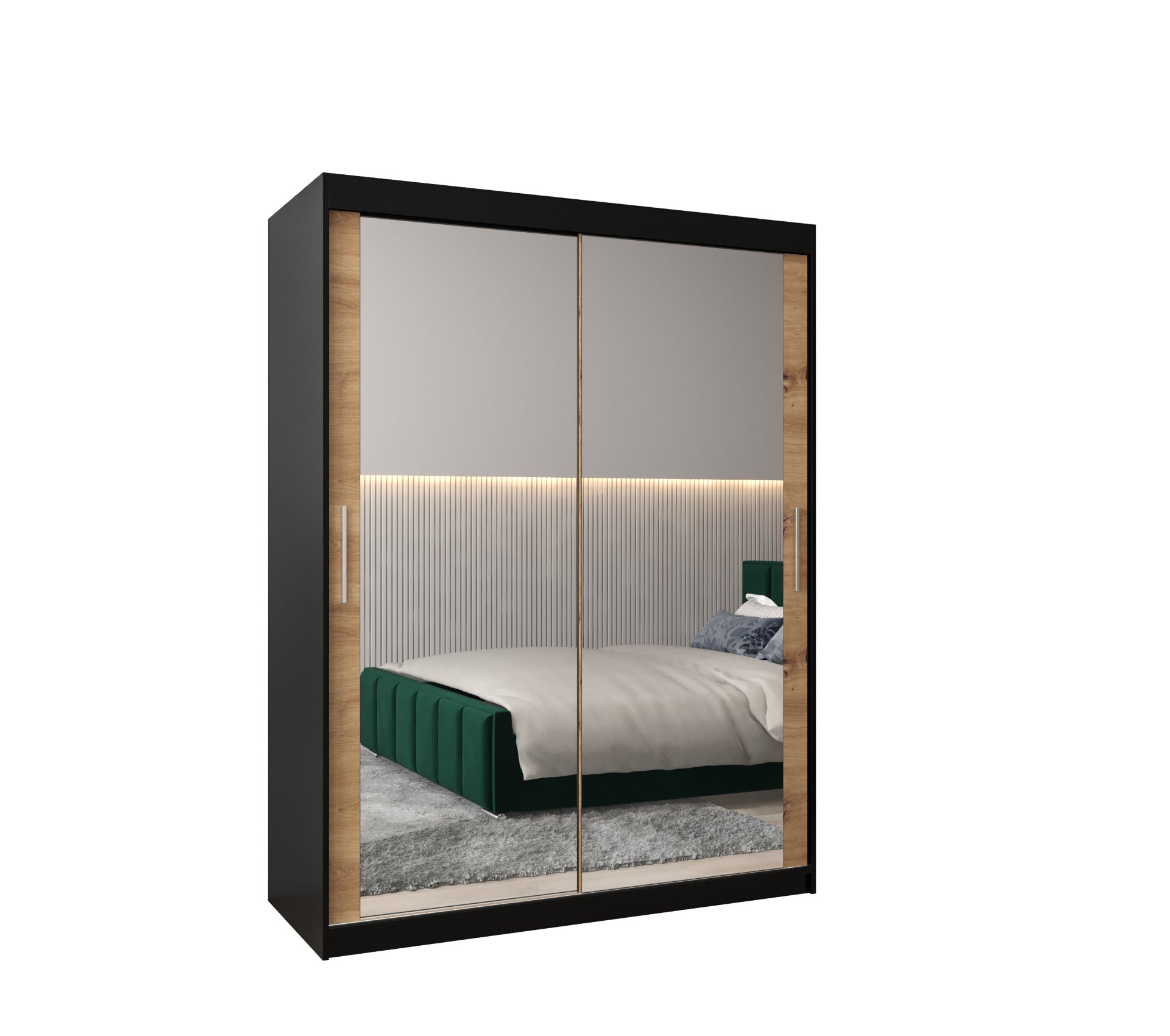 Szafa przesuwna garderoba TOKYO 3 150 x 62 x 200 cm Czarny + Artisan - Abiks Meble
