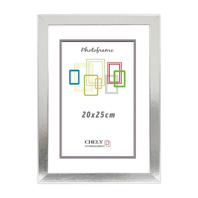 Marco de Foto 20x25cm (Plateado) MOD-254 Hecho de Madera, Ancho de moldura 2cm