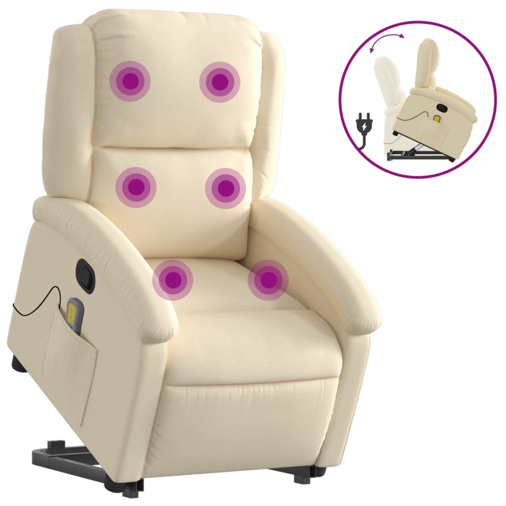 Silla de masaje | sillón de relax | silla de relax reclinable de pie de tela color crema cfw154972